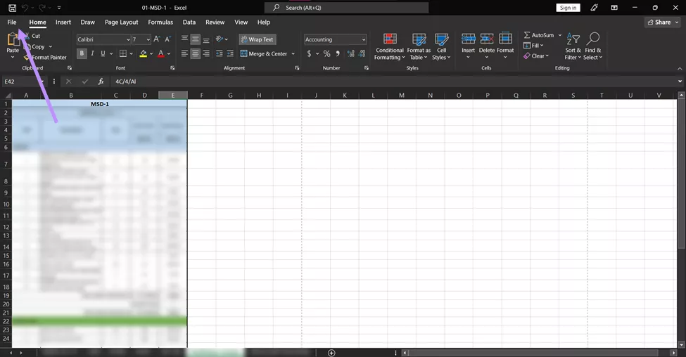 File tab in Excel