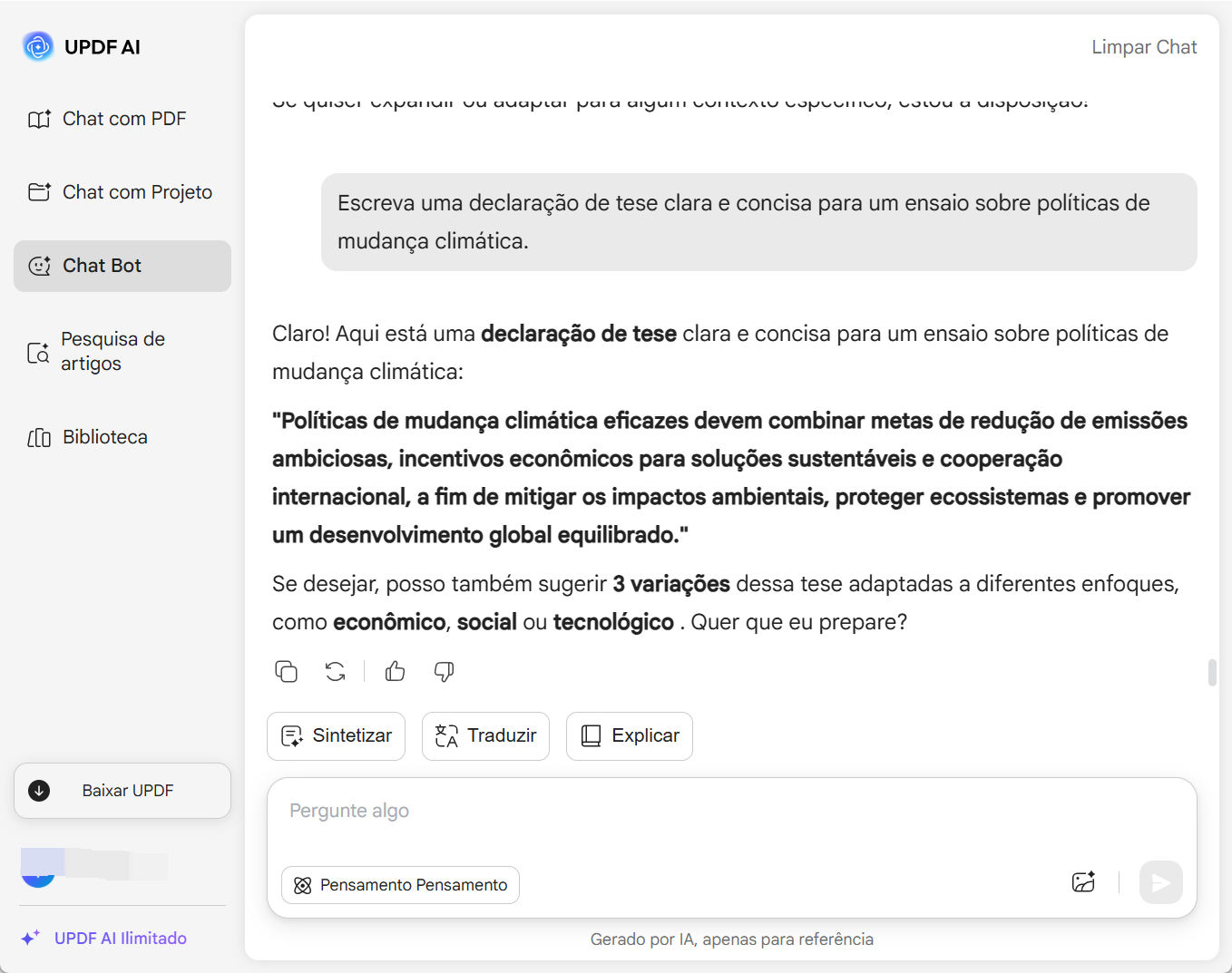 Gerar Declaração de Tese