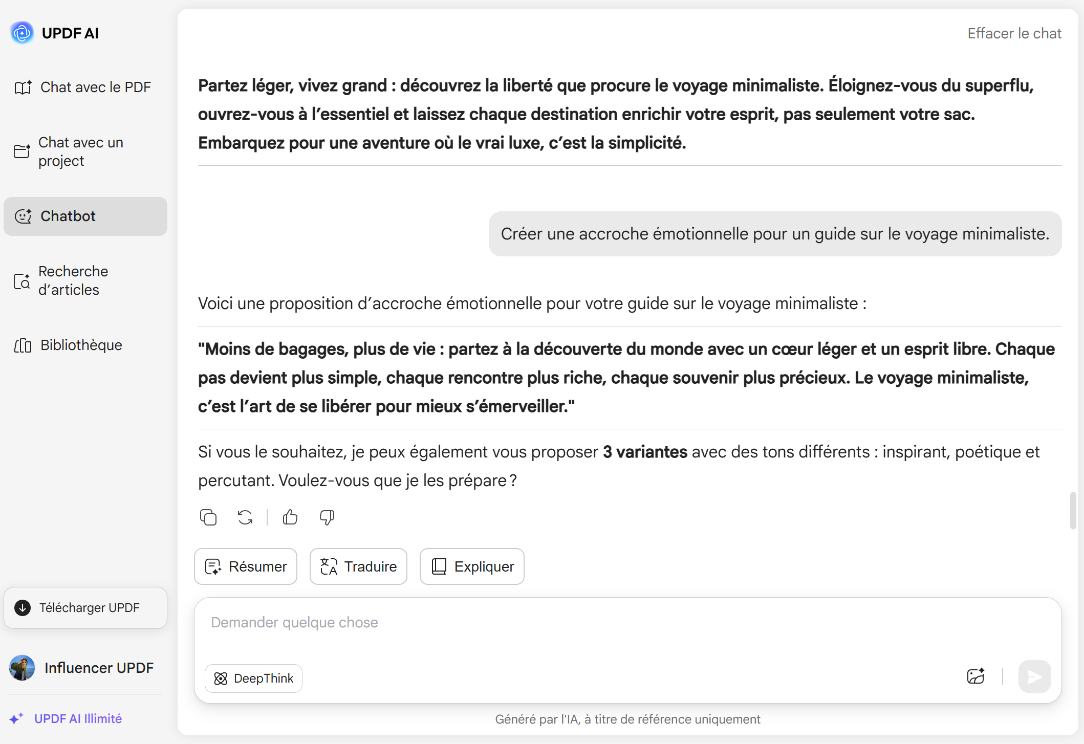 générer une accroche avec UPDF AI en ligne