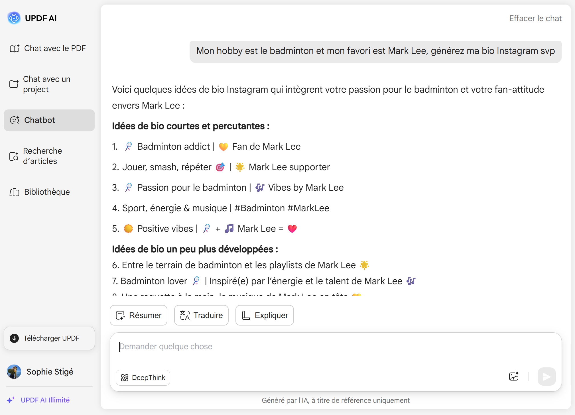 générateur de bio Instagram
