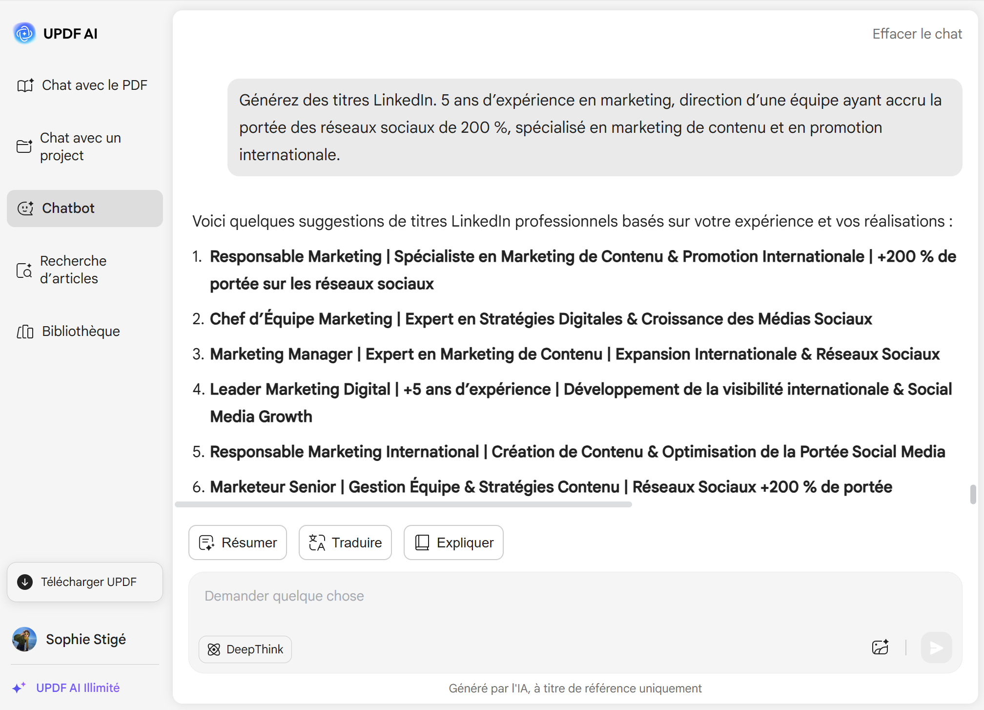 générer des titres linkedin