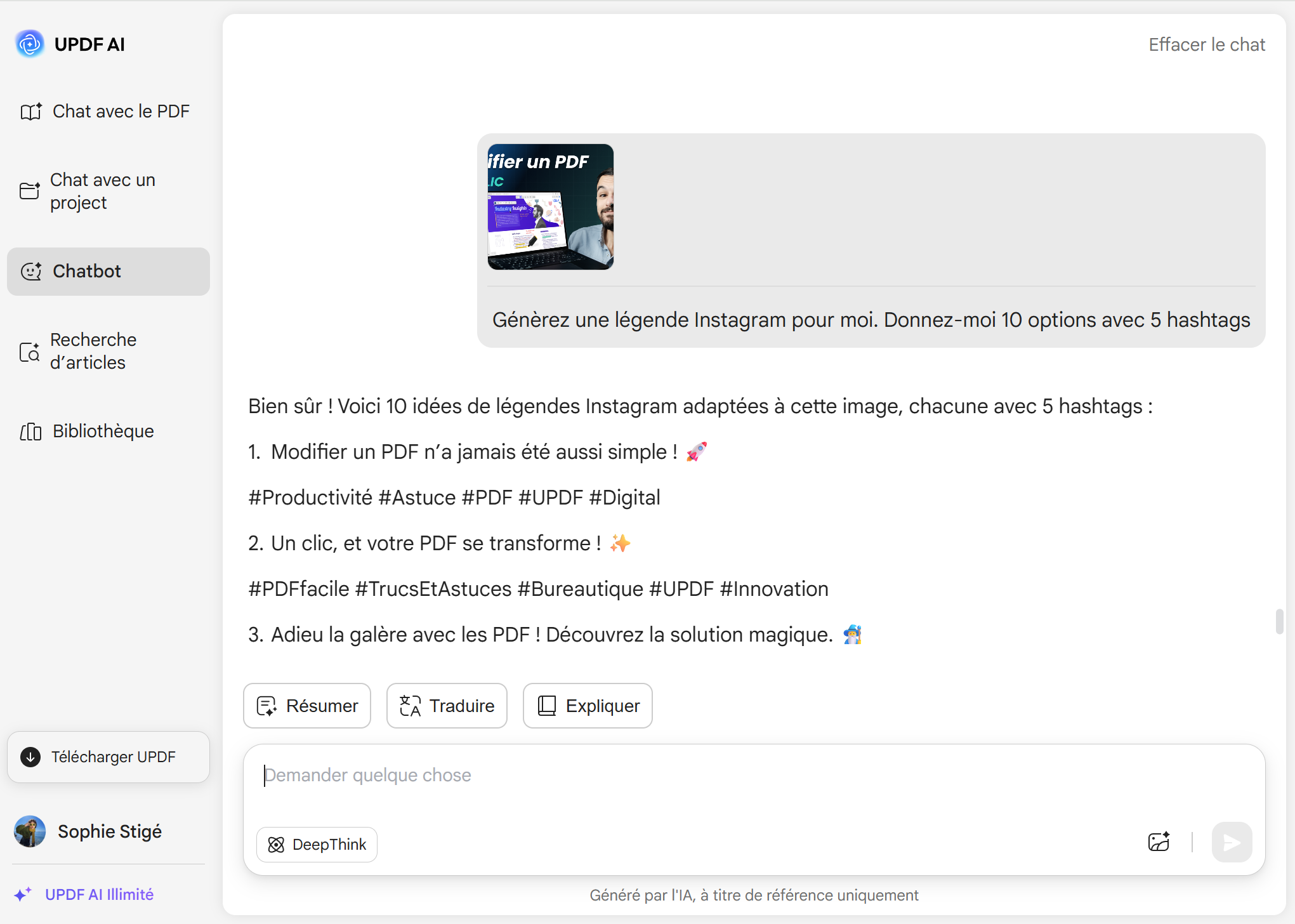UPDF AI Instagram Caption Generator