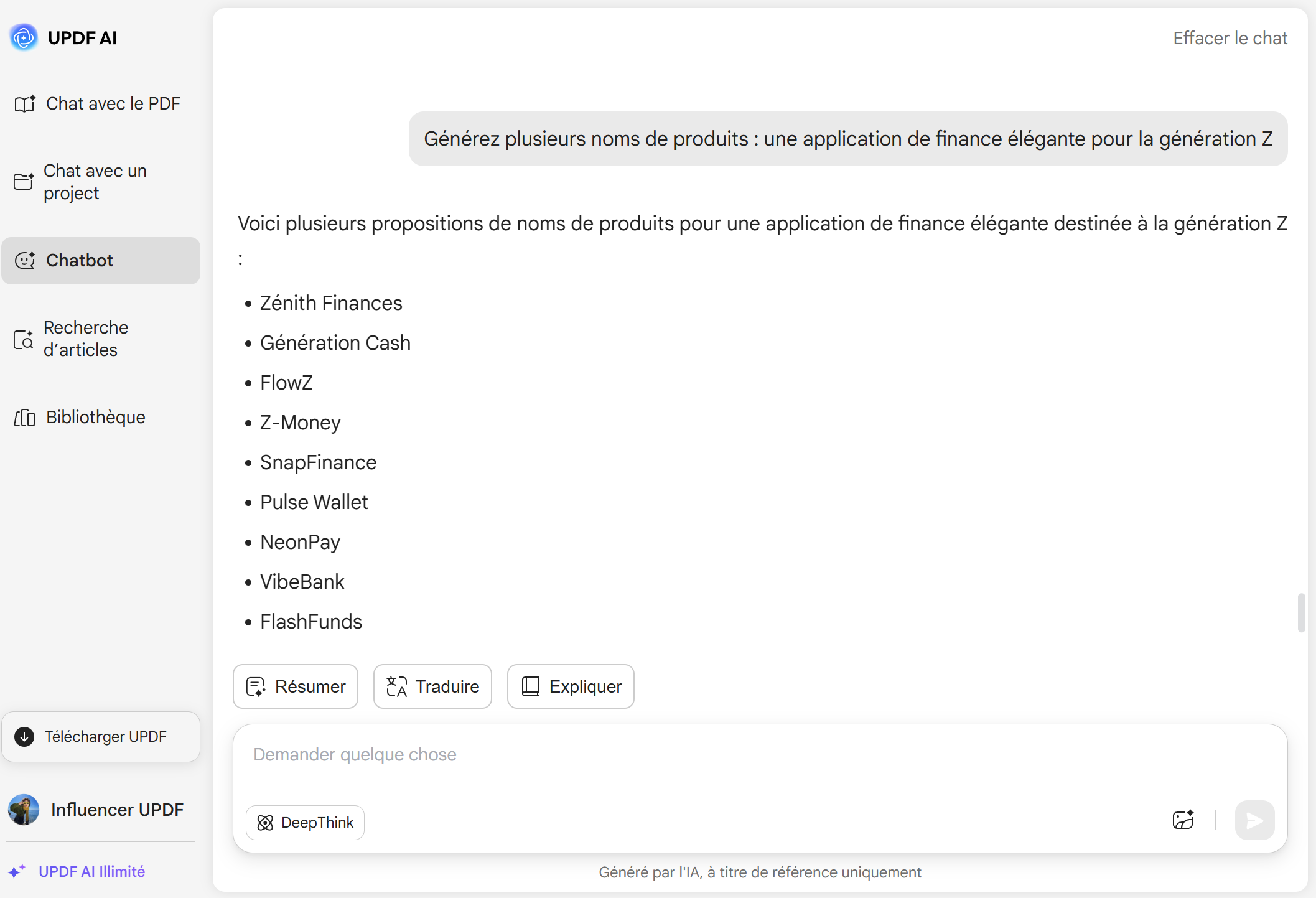 Générer des noms de produits