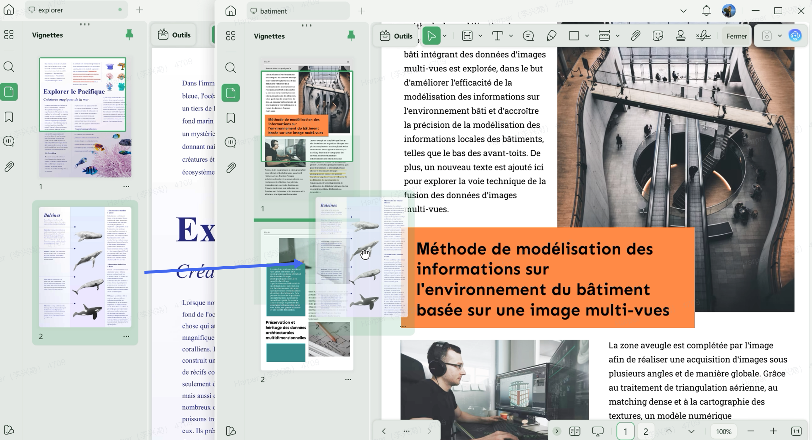 glisser des pages entre documents