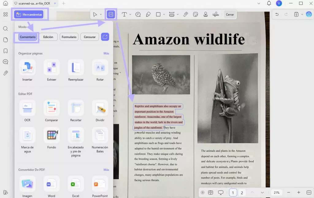 Resaltar PDF escaneado con UPDF en Windows