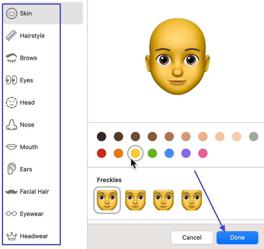 customize the memoji and done