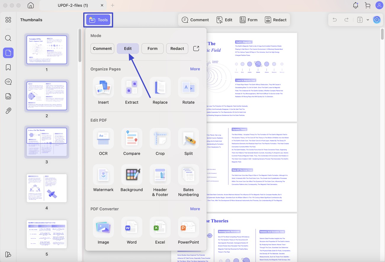 choose edit from tools tab