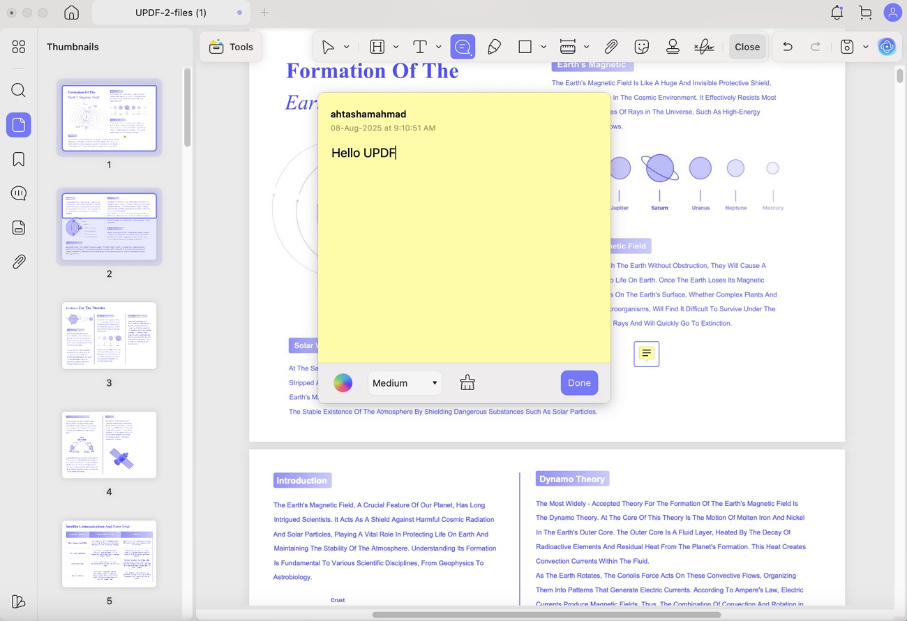 insert notes in the pdf