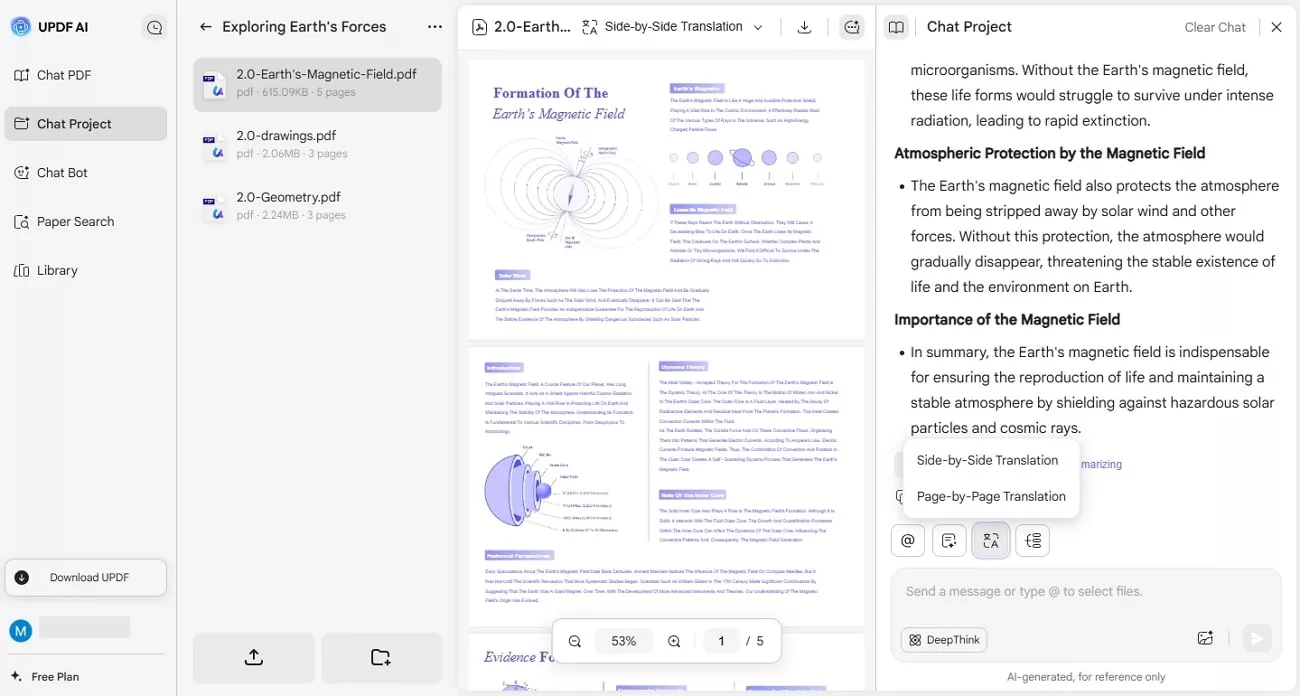 render pdf in another language