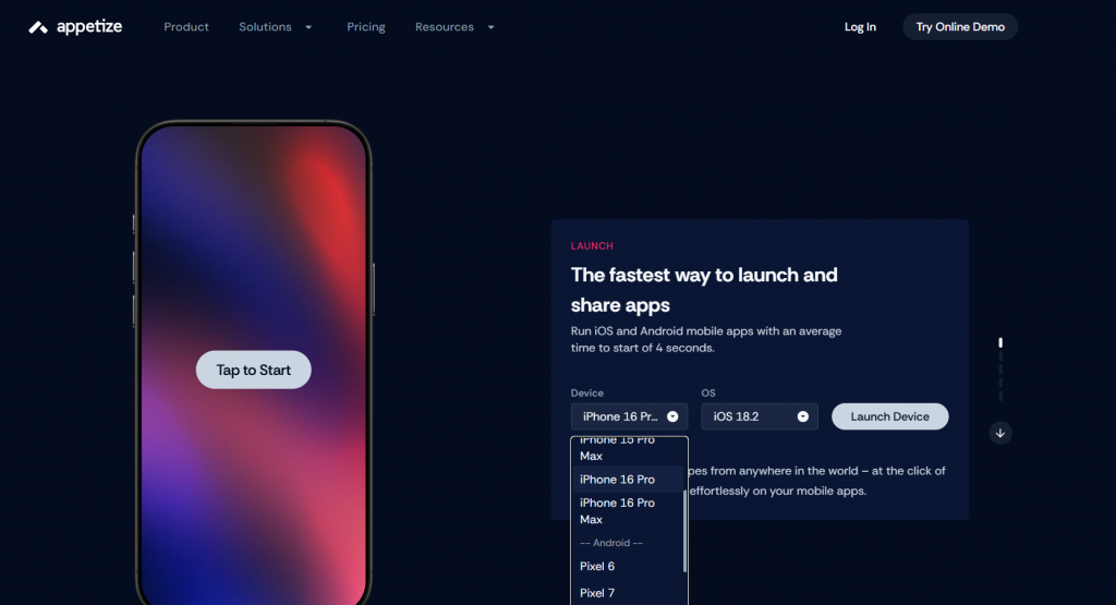 Access Appetize From a Web Browser