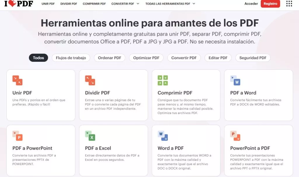 herramientas pdf ilovepdf