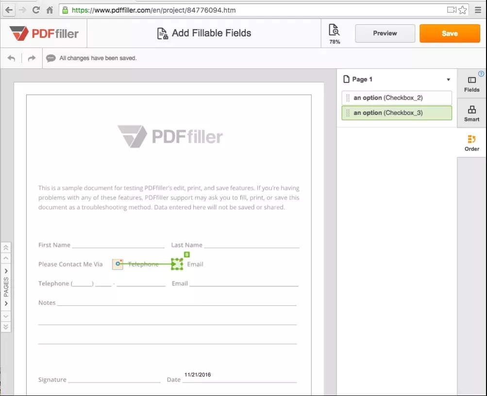 用 pdfFiller 給 PDF 文檔新增核取方塊