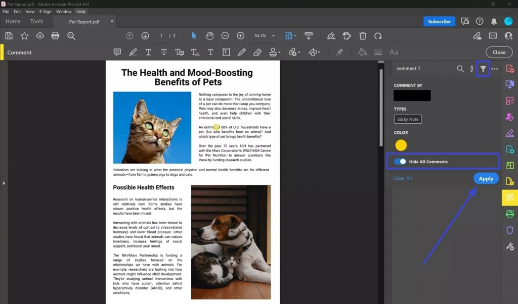 在 Adobe Acrobat 中隱藏註釋