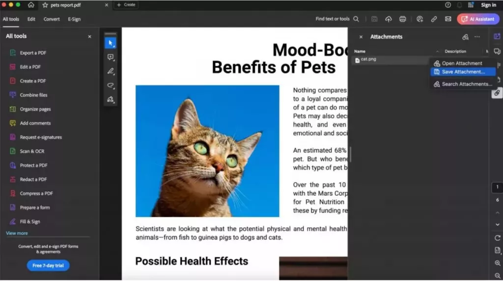 使用 Adobe Acrobat 從 PDF 中提取附加檔案