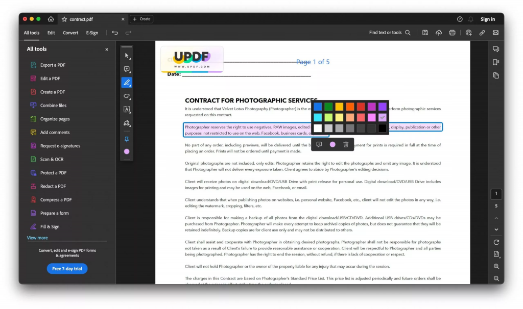變更 Adobe 高亮顯示顏色