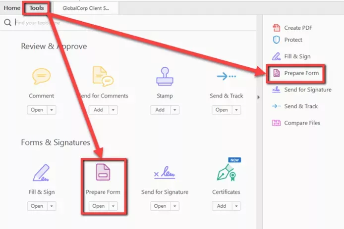 Adobe Acrobat 表單建立工具