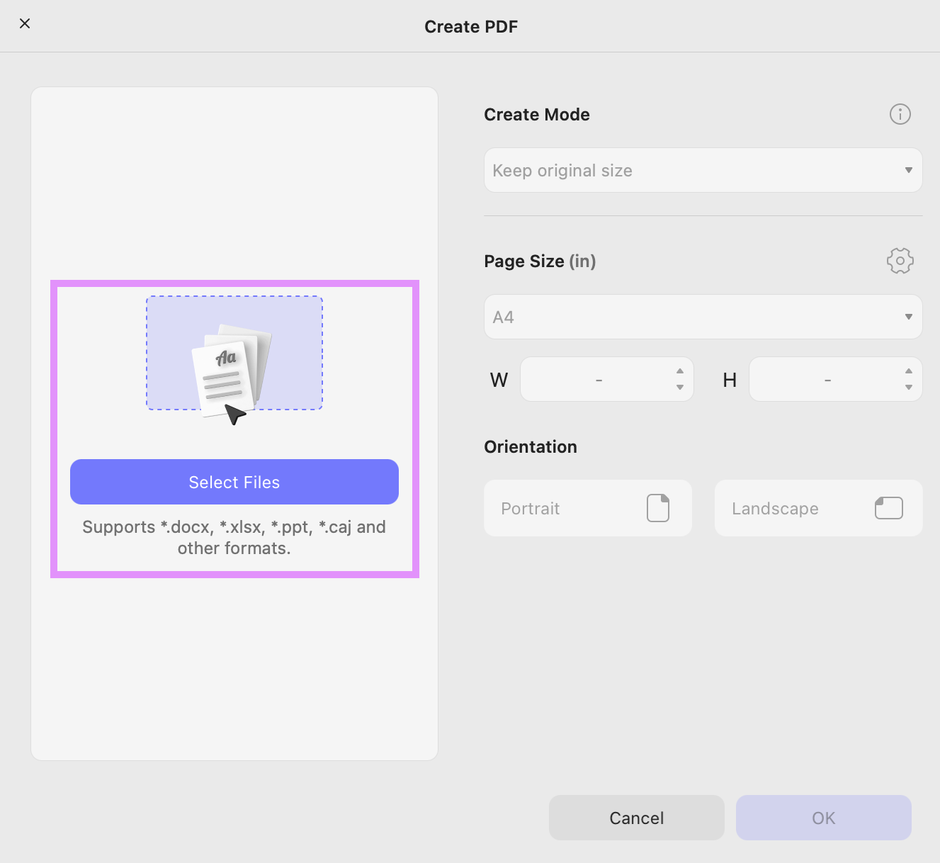 import file for pdf creation updf mac