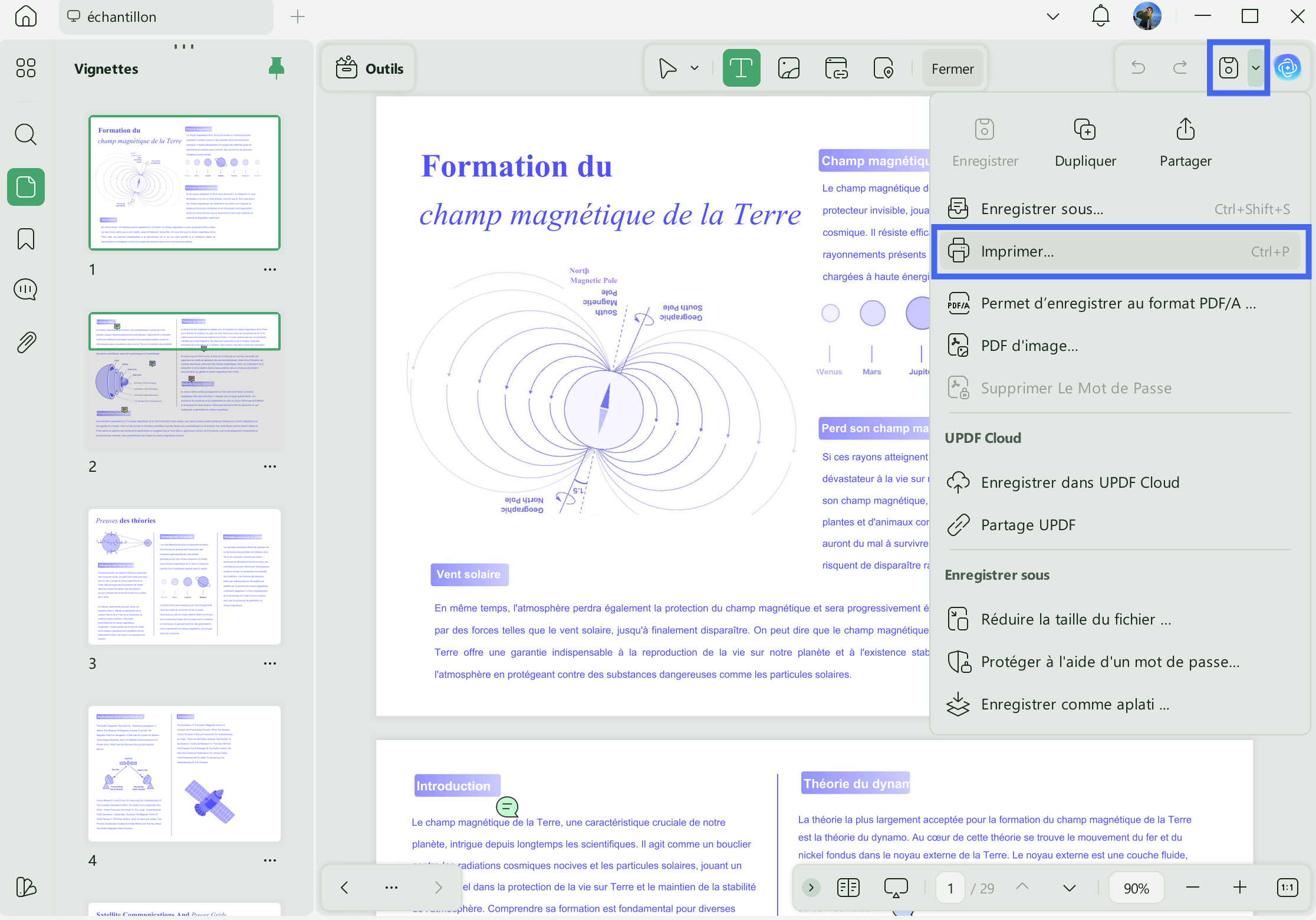 Imprimer un PDF sur UPDF
