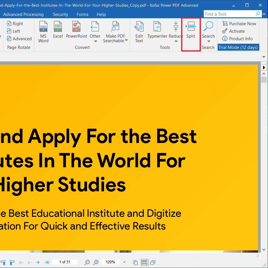 split pdf by bookmark kofax