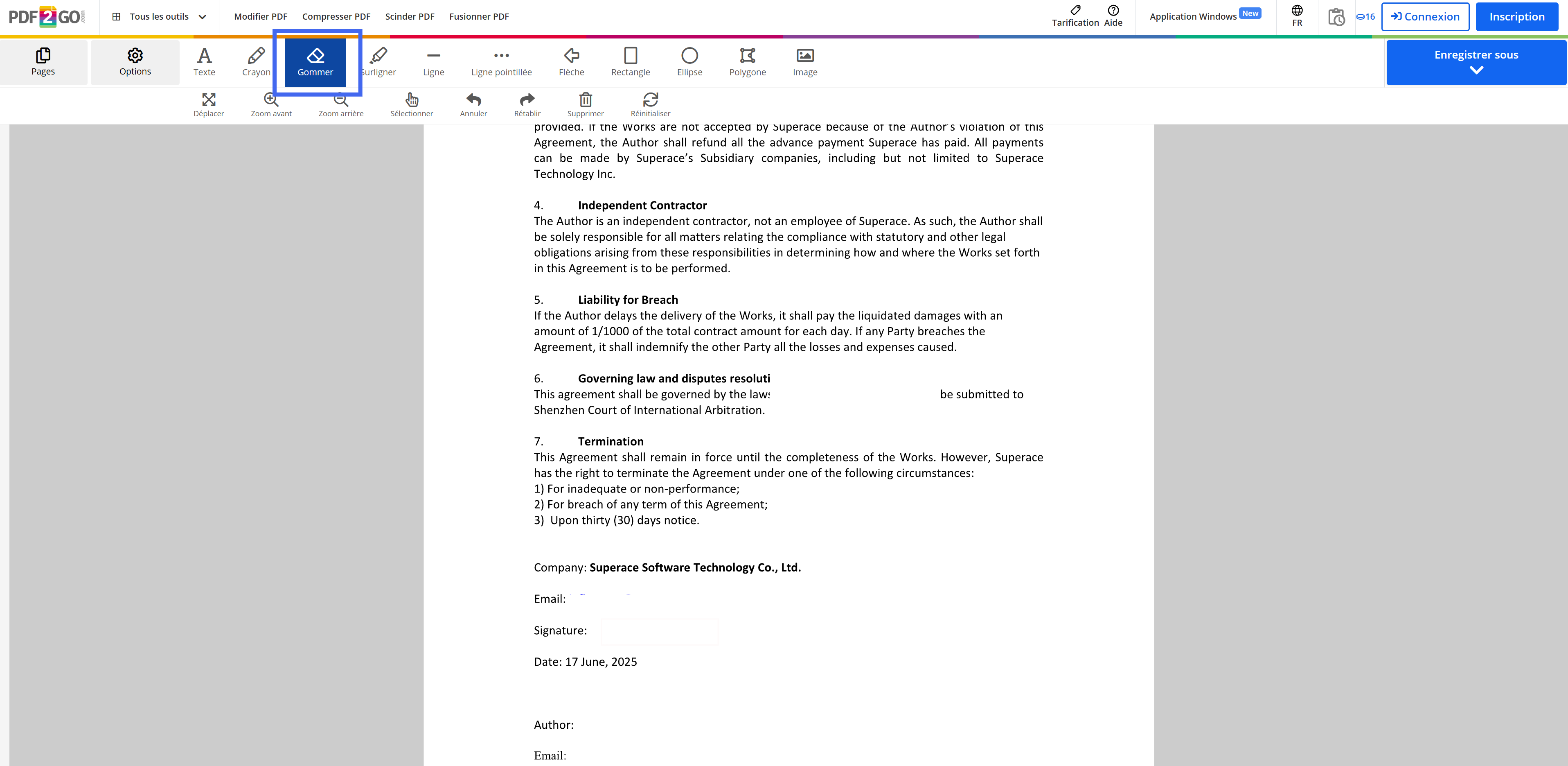 Whiteout PDF en ligne pdf2go enregistrer sous