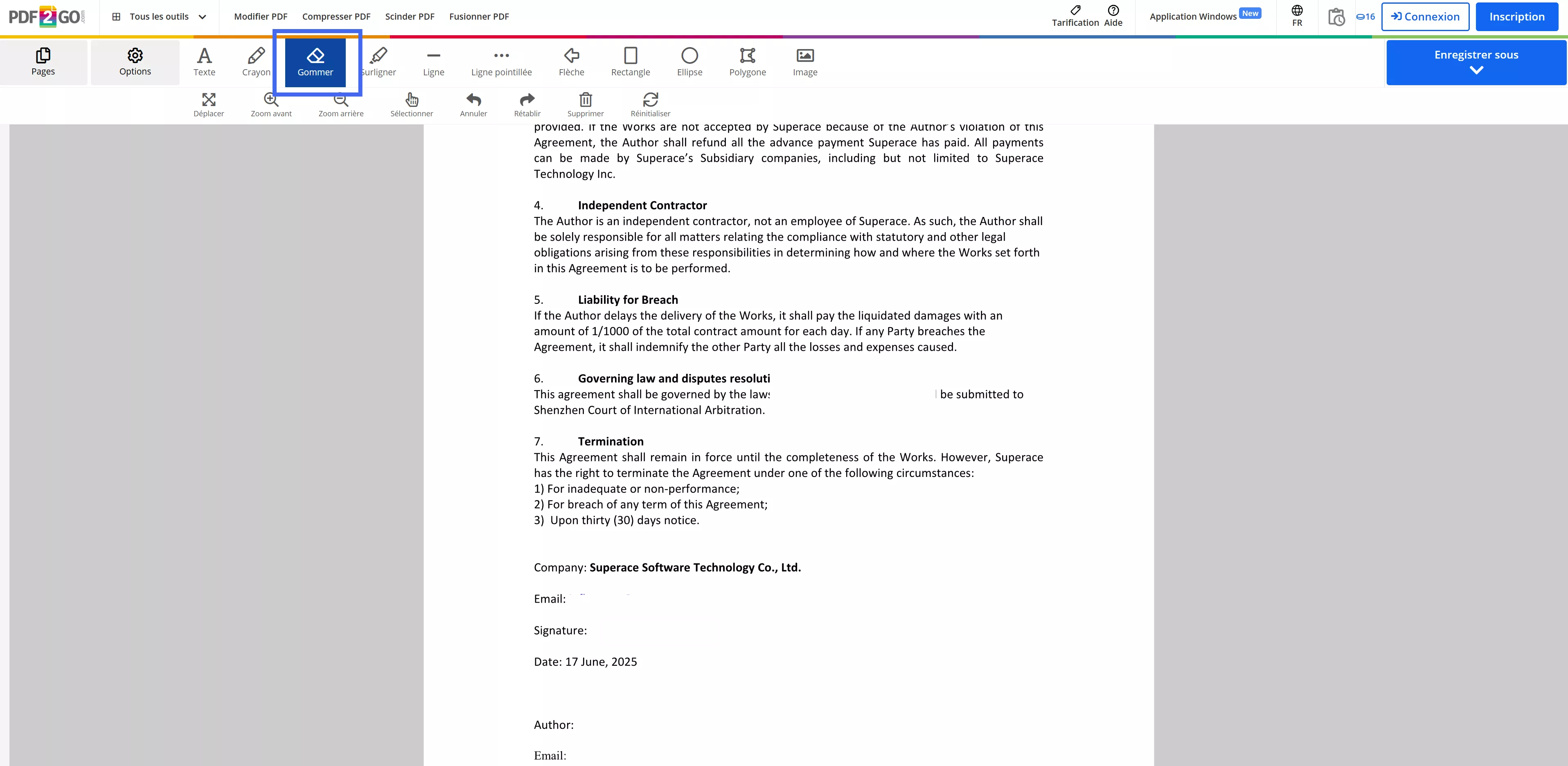 Whiteout PDF en ligne pdf2go enregistrer sous