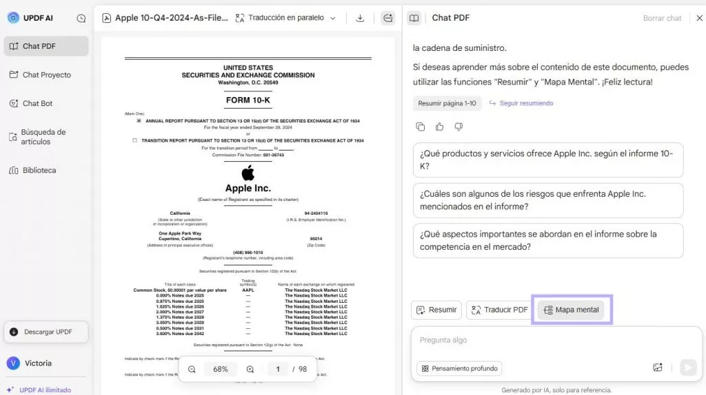 Mapa Mental UPDF IA en Línea