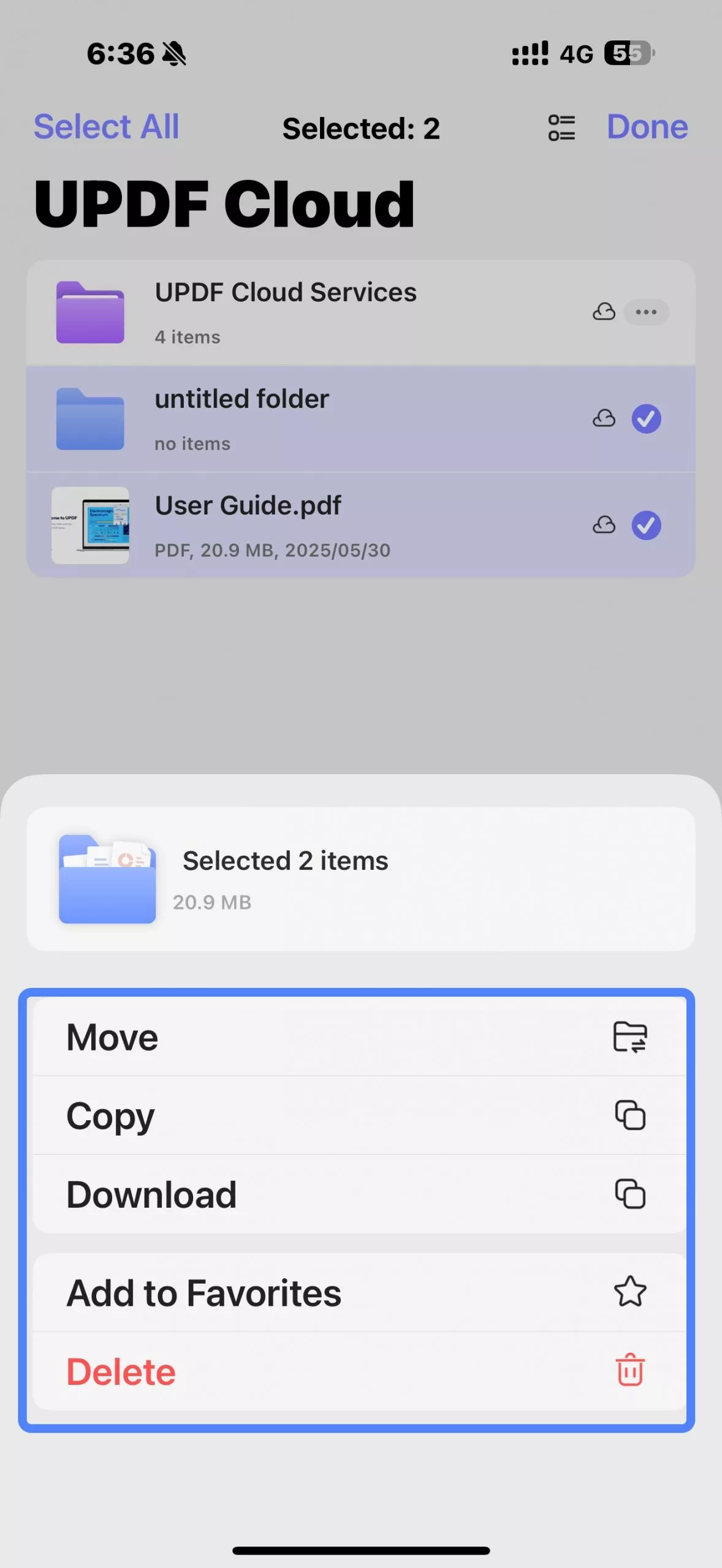 more options in updf cloud