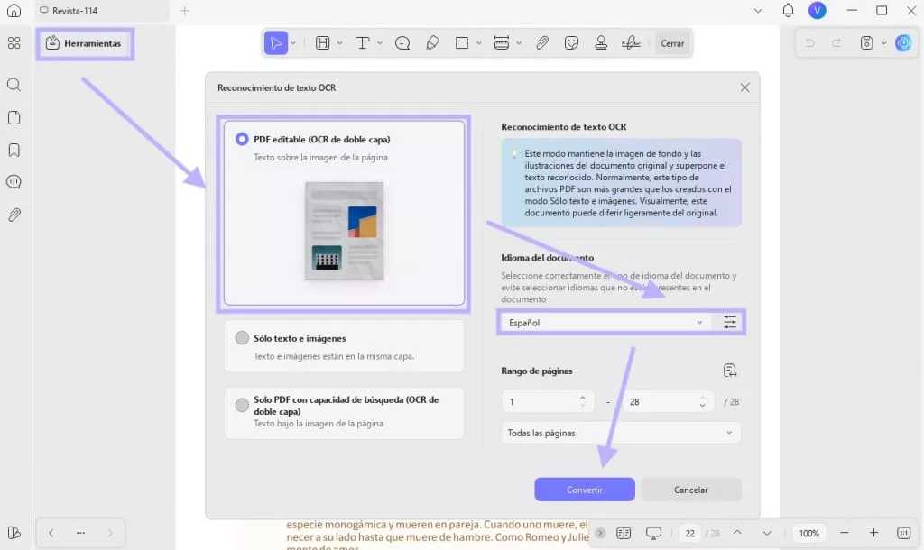 OCR PDF escaneado con UPDF en Windows