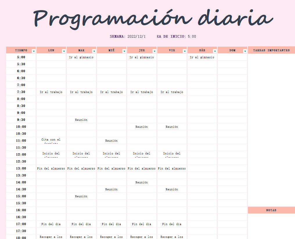 Plantilla de seguimiento de horario de oficina en Excel