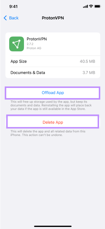 offload or delete app on iphone