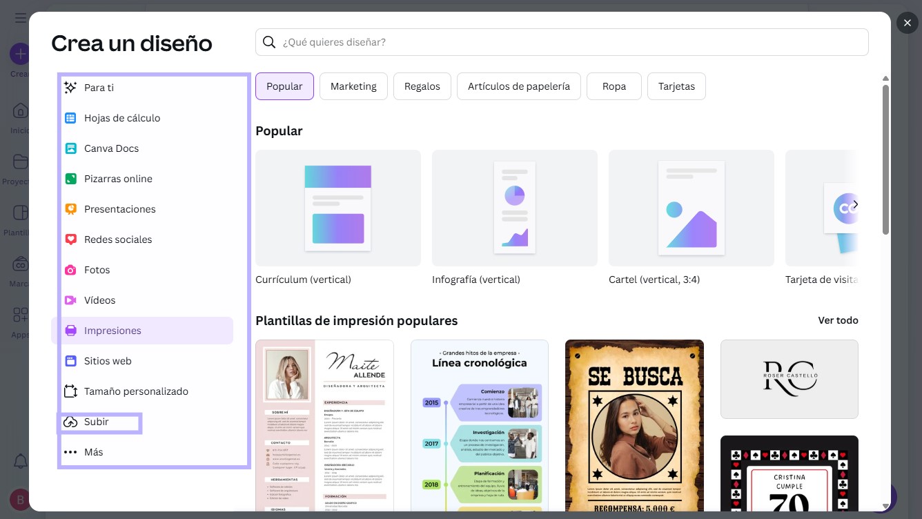Abrir un PDF con Canva 