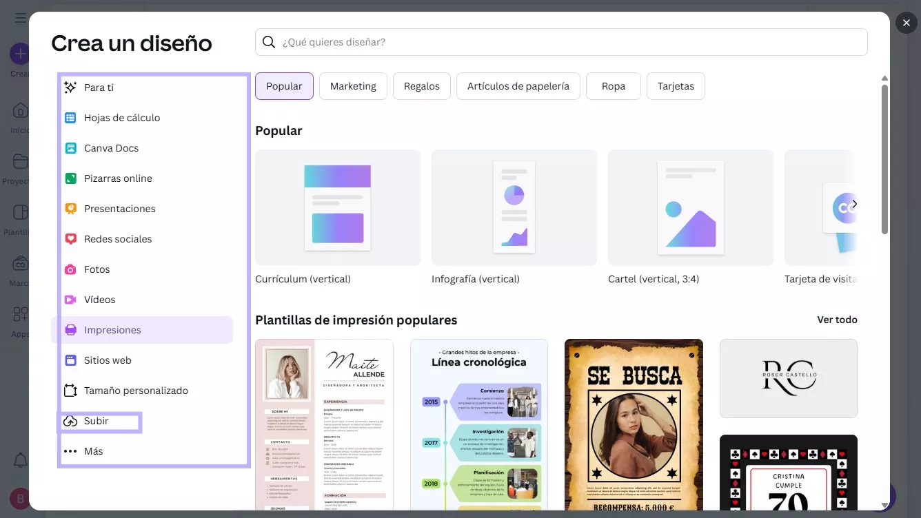 Abrir un PDF con Canva 