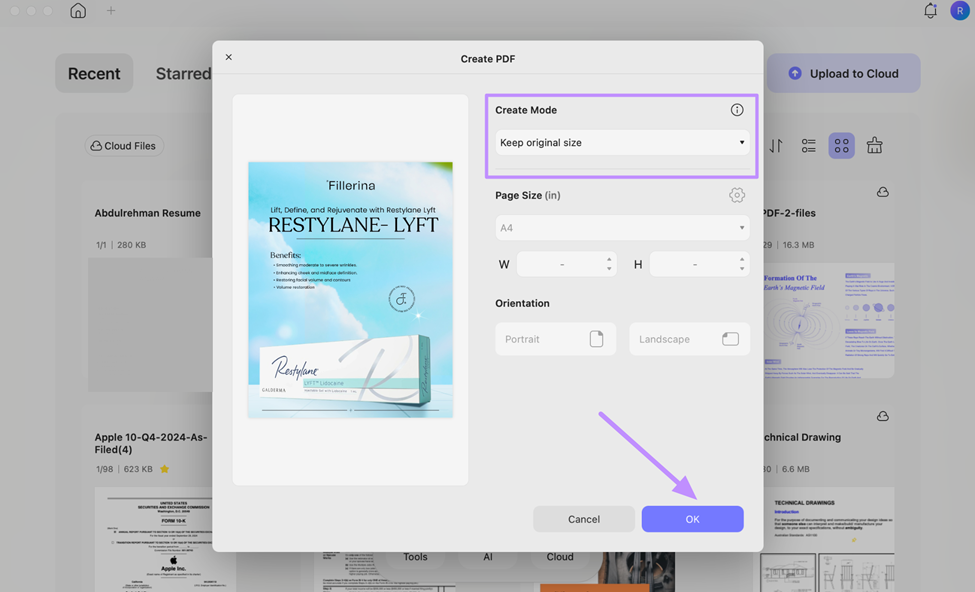  optimize settings and create pdf file updf mac