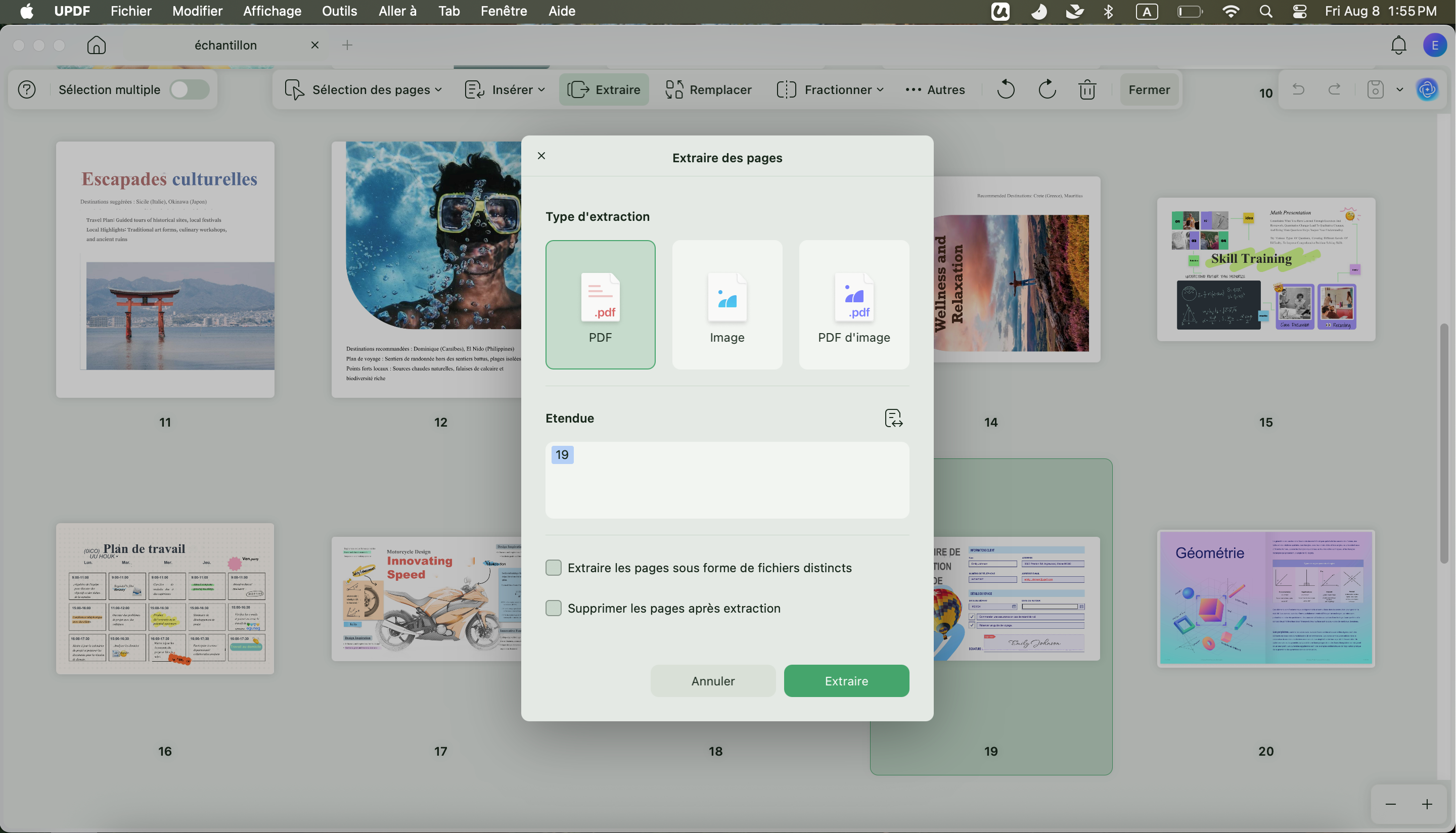 extraire des pages d'un PDF