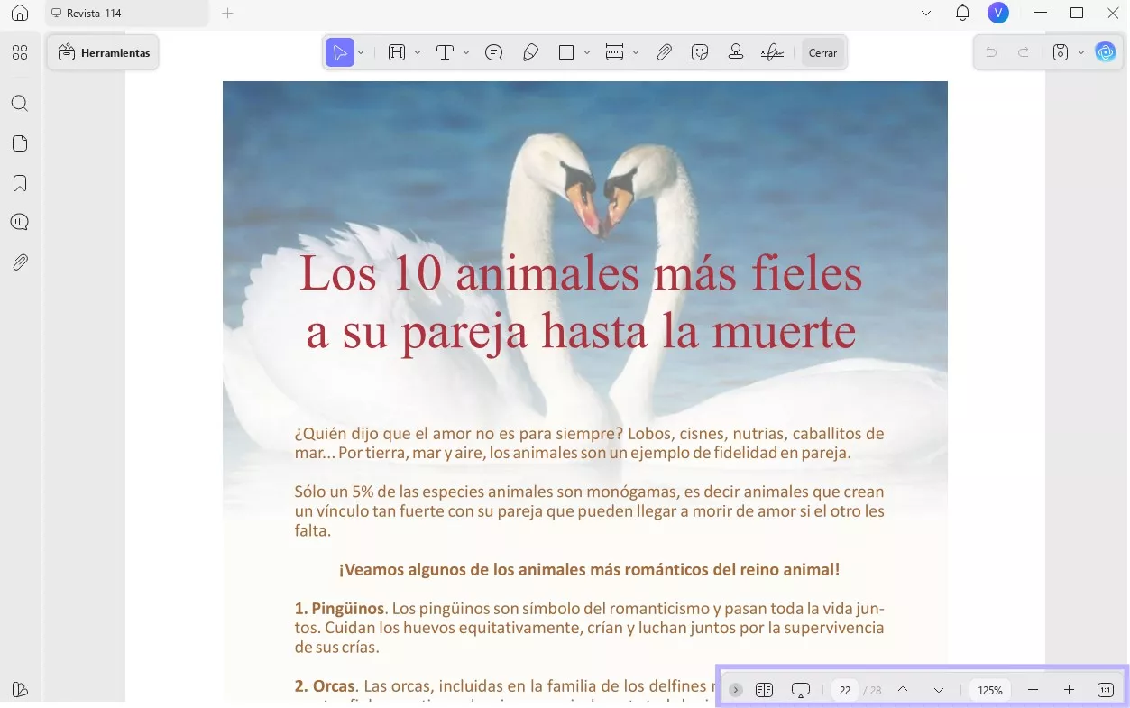 ver miniaturas de PDF a través del modo de organizar