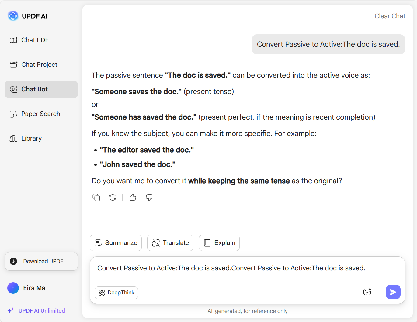 passive to active voice converter