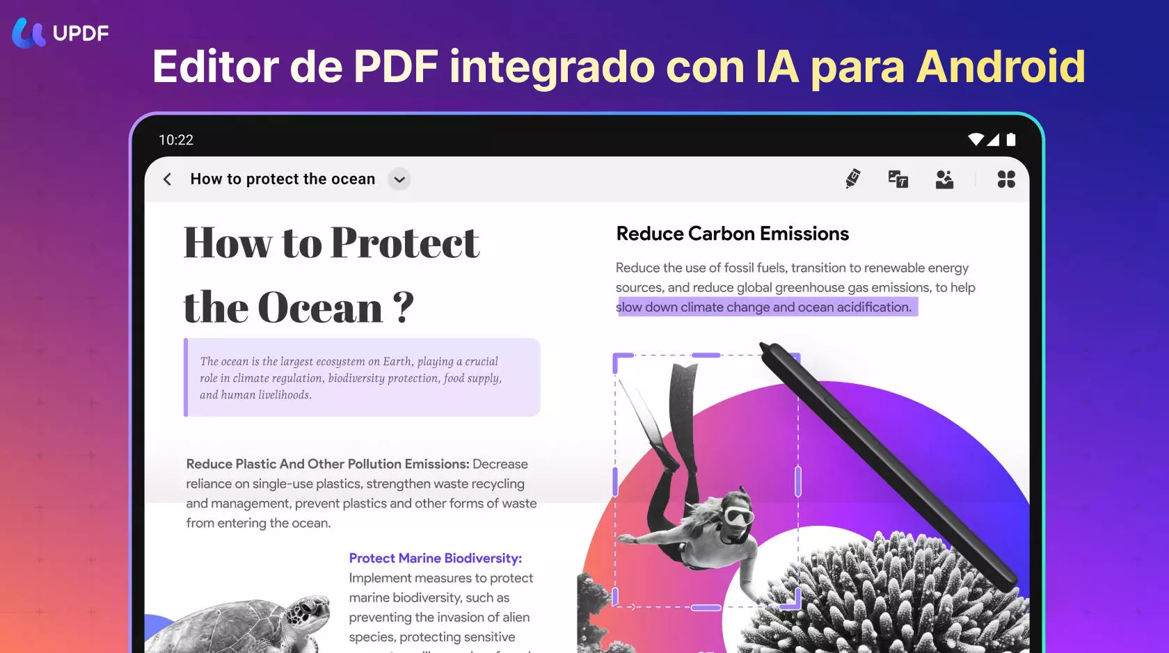 Editor de PDF integrado con IA para Android