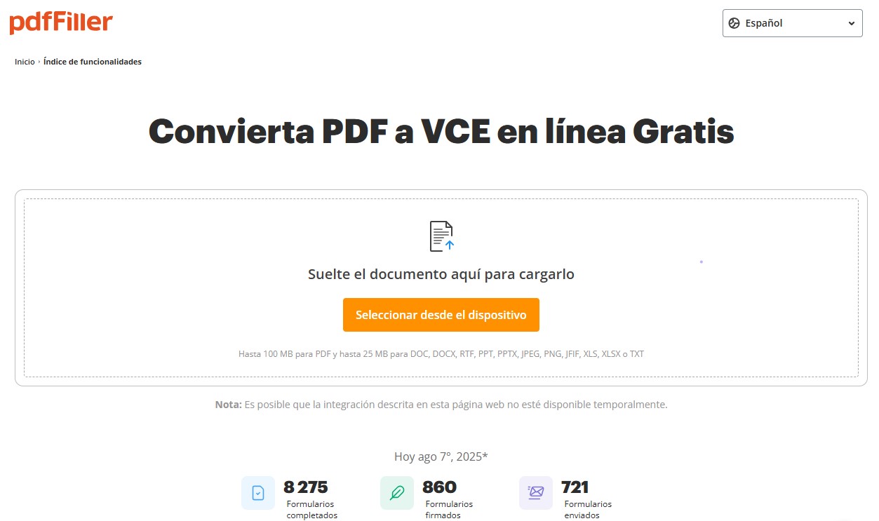 Por supuesto，以下是“pdffiller convert pdf to vce”的西班牙语翻译：

pdffiller convertir PDF a VCE
