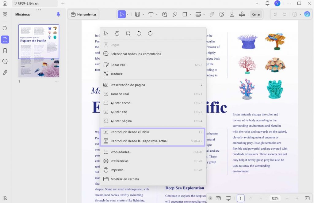 visualización de página de PDF