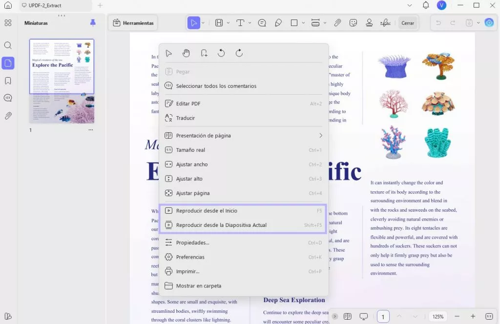 visualización de página de PDF