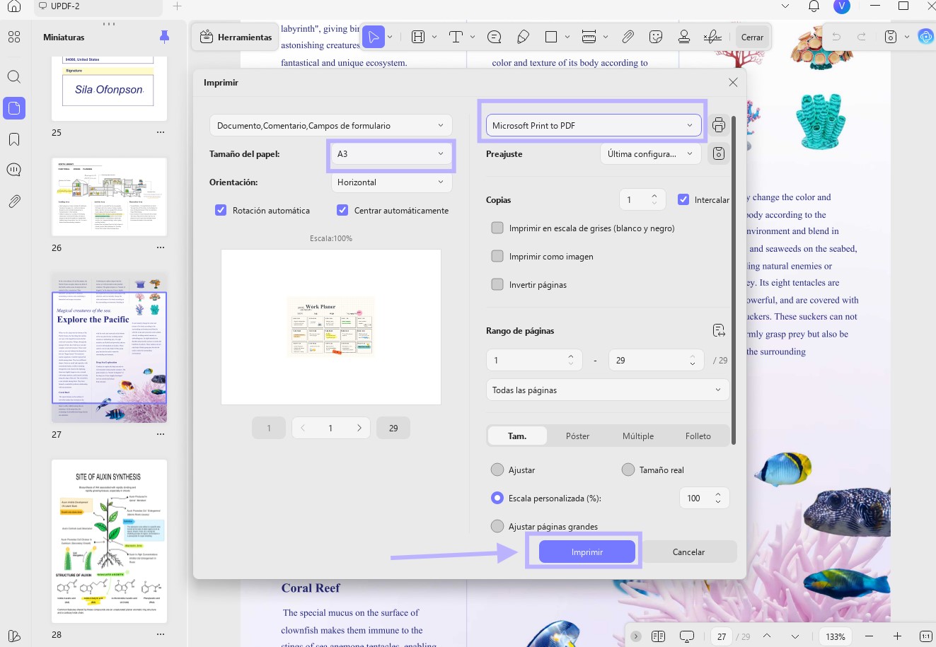 Configuración de impresión de UPDF en Windows