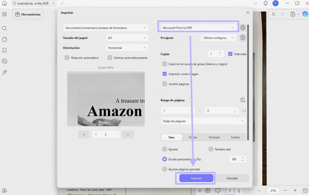 imprimir a PDF con UPDF en Windows