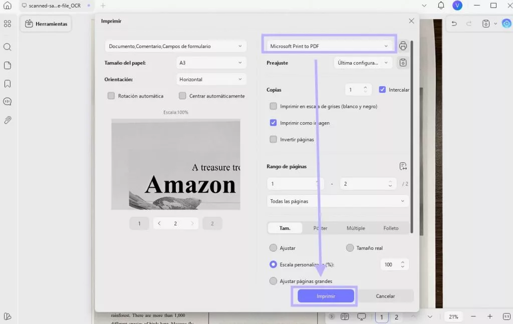 imprimir a PDF con UPDF en Windows