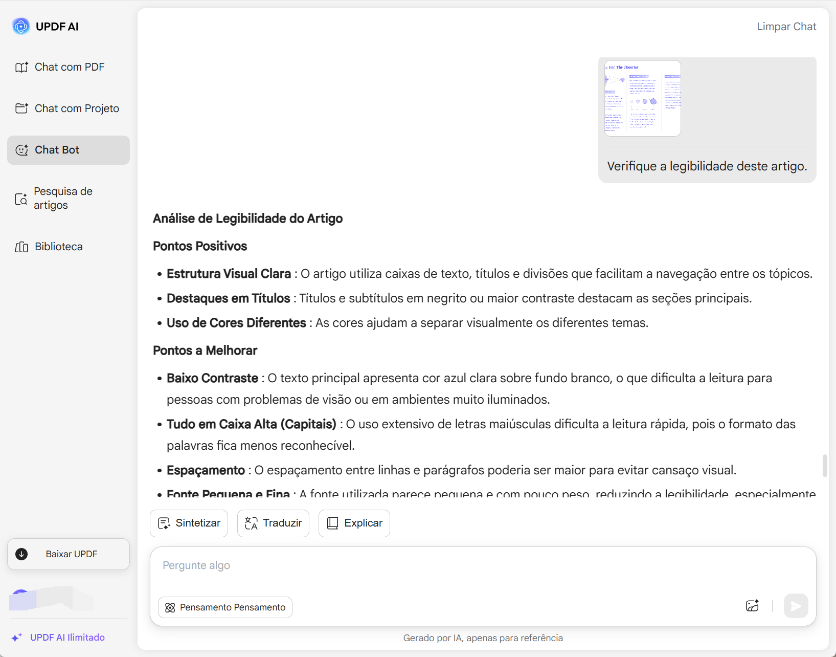 verificar a legibilidade