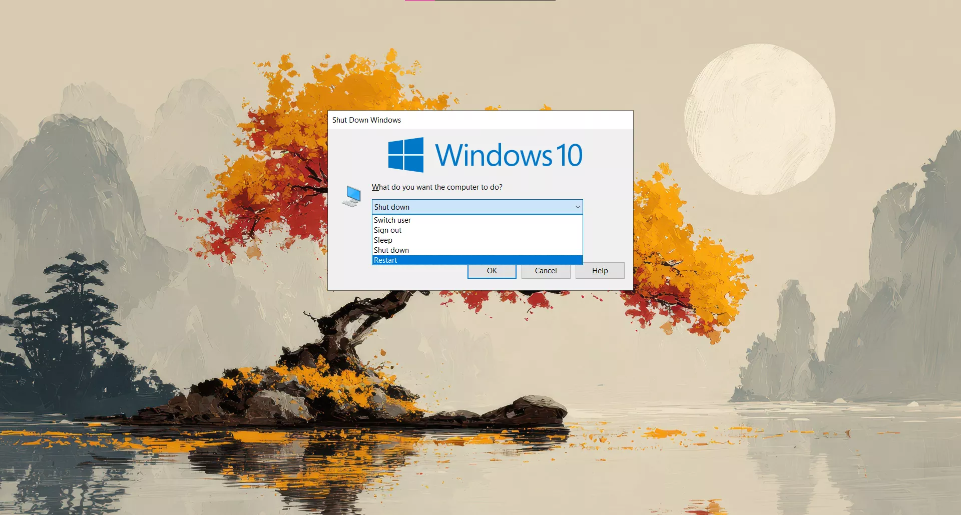 Restart windows 10