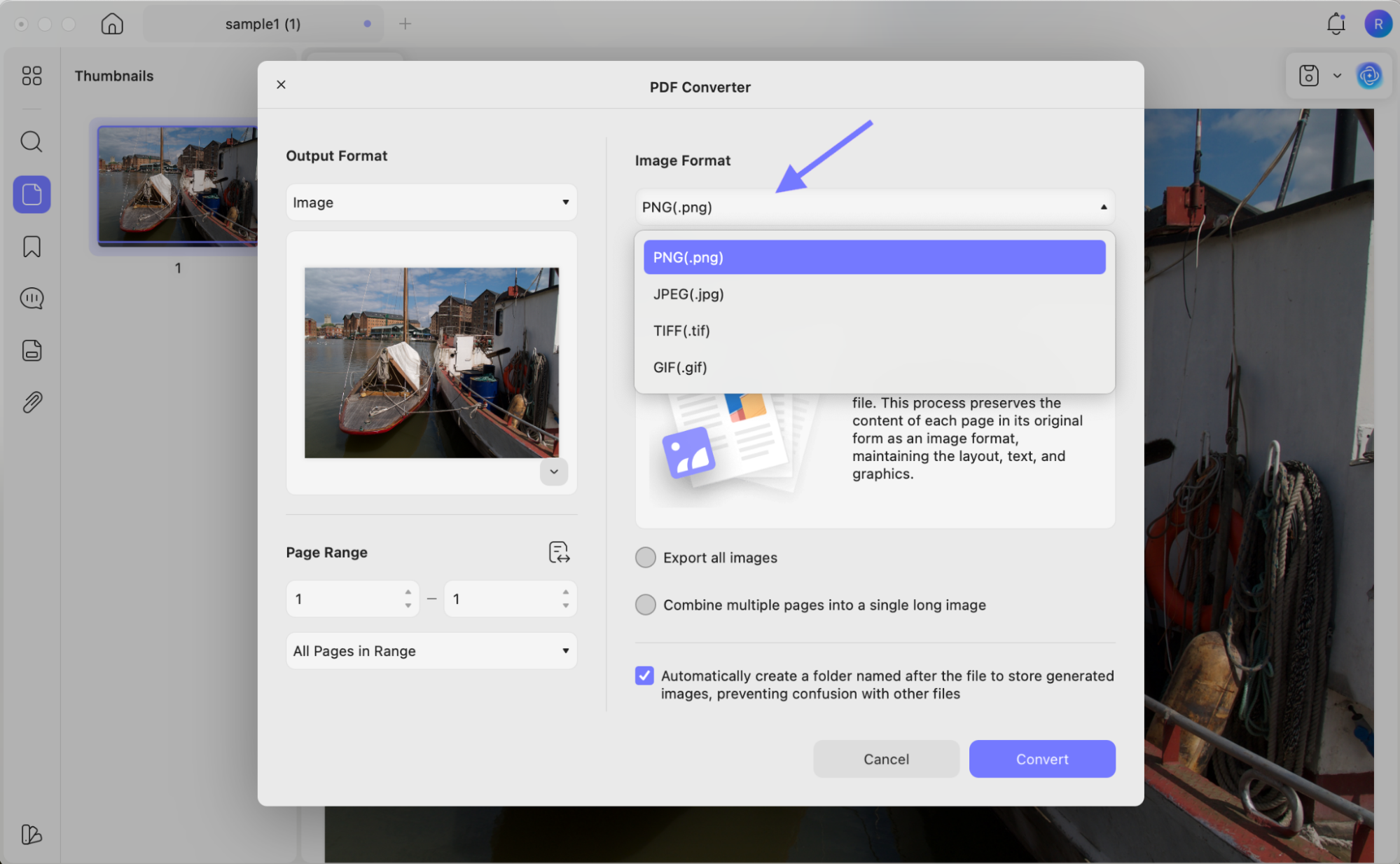 select image format to convert raf to png updf mac