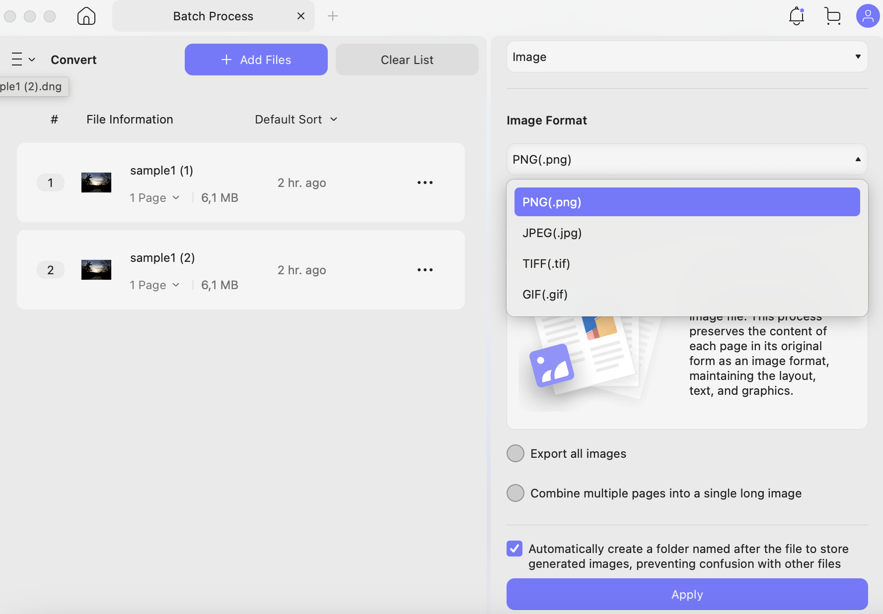 select-image-format