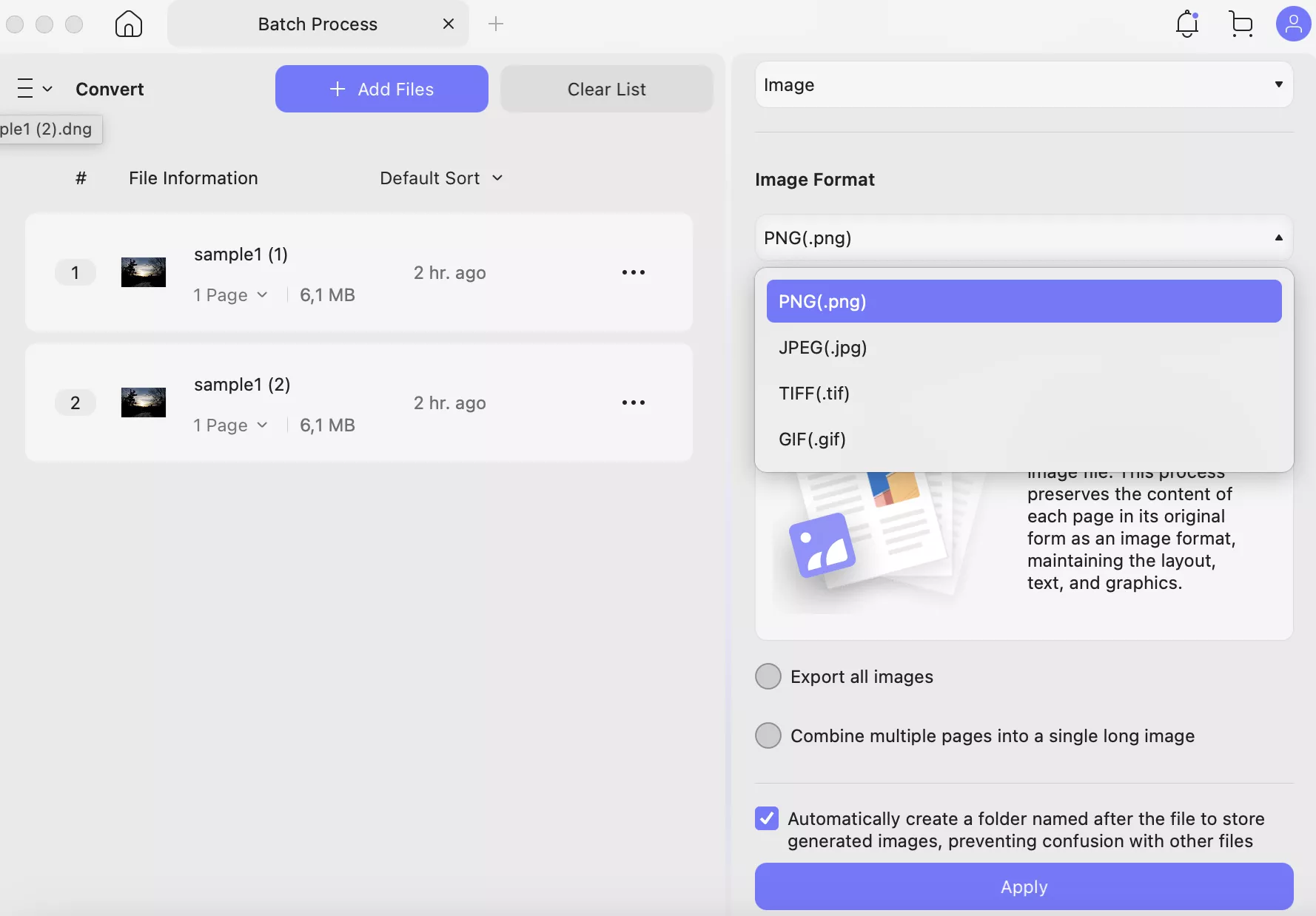 select-image-format
