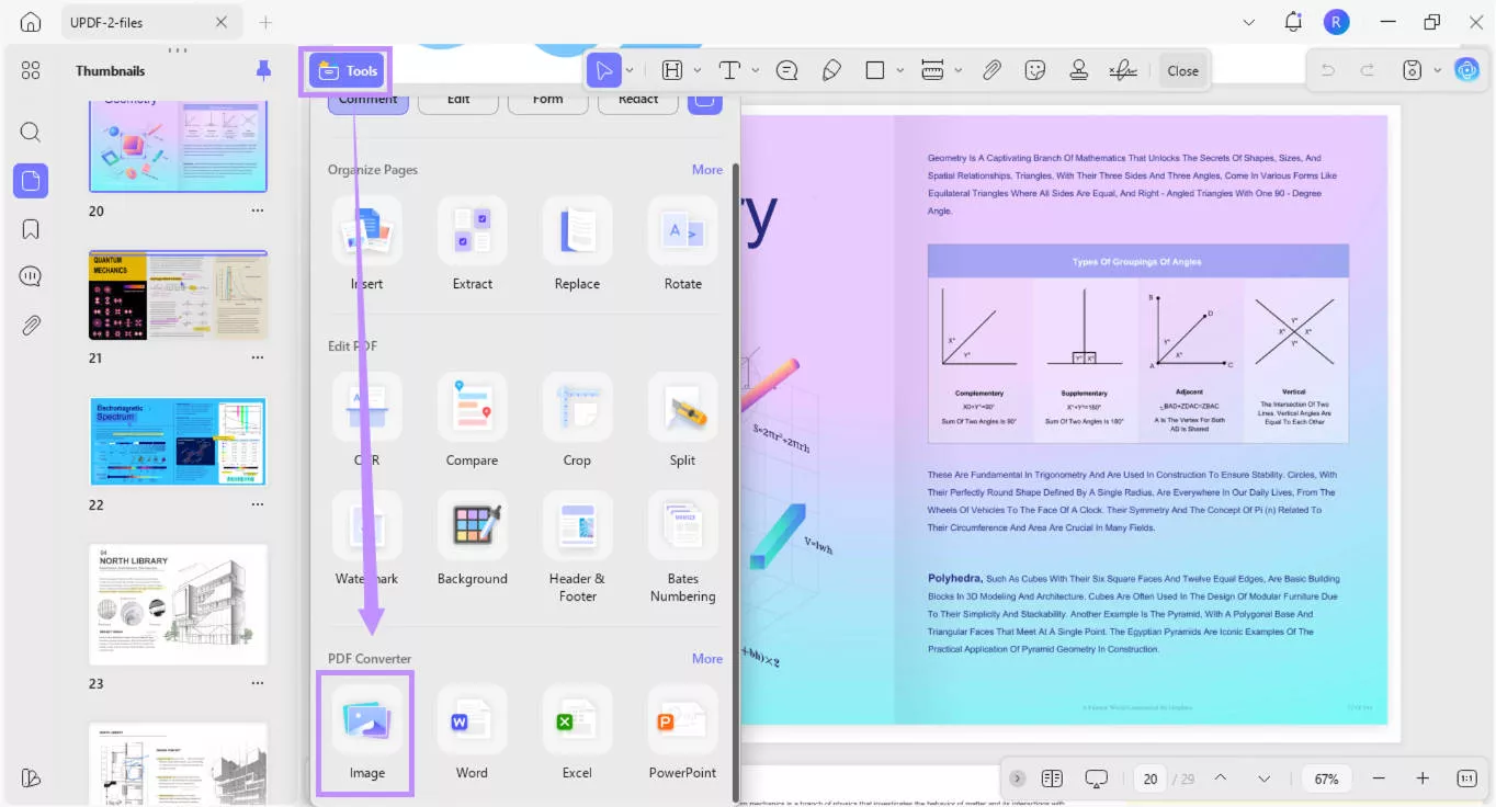 Alt-text: select image under tools in updf mac