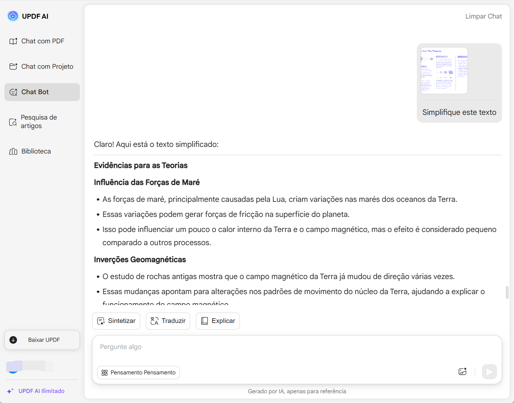simplificador de frases updf ai online